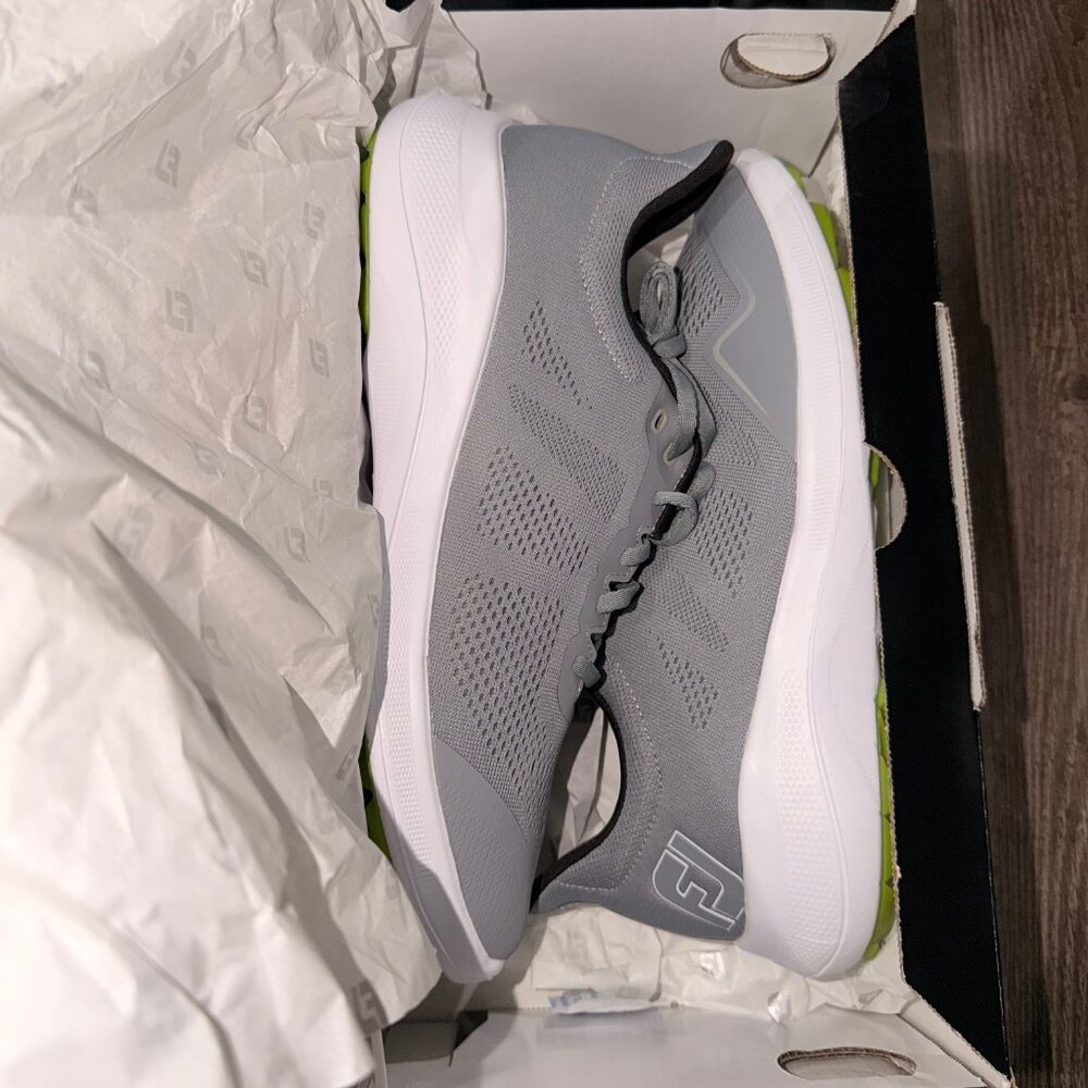FootJoy Men's FJ Flex Previous Season Style Golf Shoe, Grey/White/Lime, Sizes
